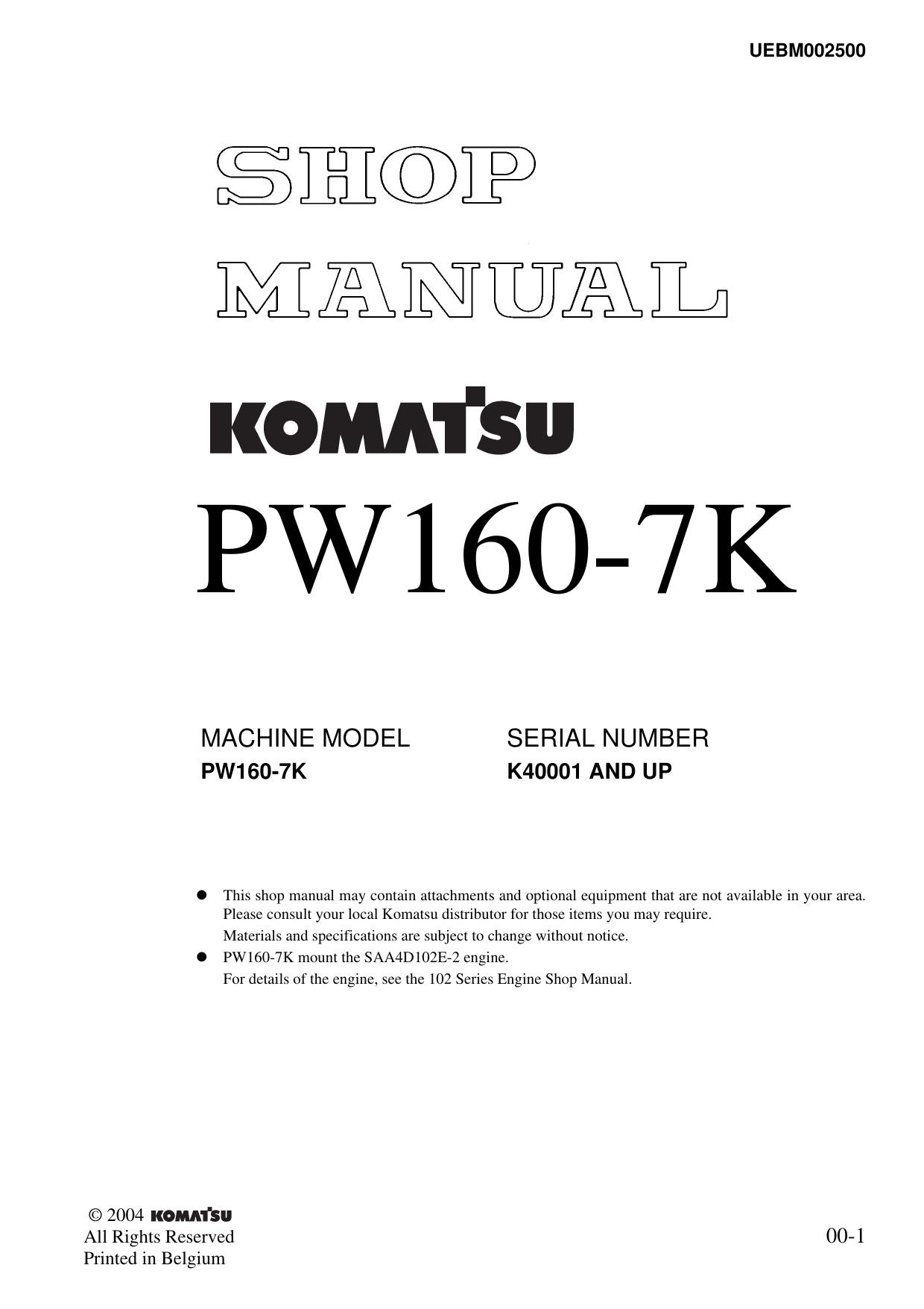 PW160-7K Shop Manual